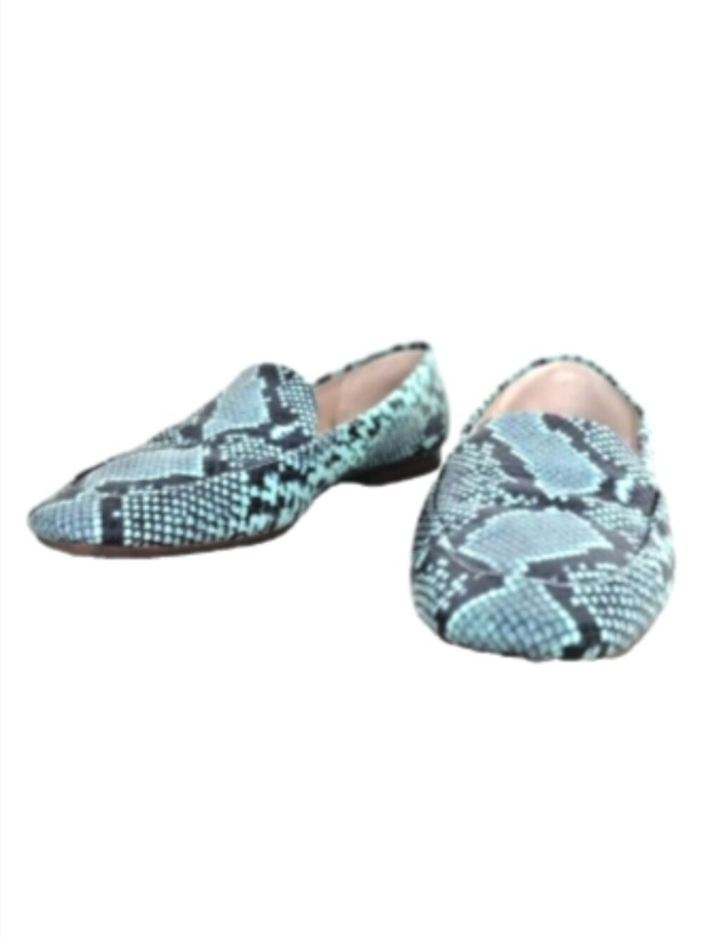 Gianni Bini Blue Teal Snake Print Leather Loafers Flats Women 7M